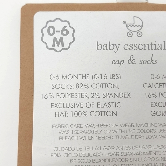 ⭐️3/ $30⭐️ Baby Essentials Baby Cap & Socks 0-6 Months Yellow Grey Animal - Picture 6 of 6